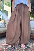 Sandbar Linen Blend Bloom Barrel Pant Walnut